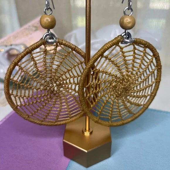 Boho Woven Earrings - Made in Brazil - Picture 3 of 5